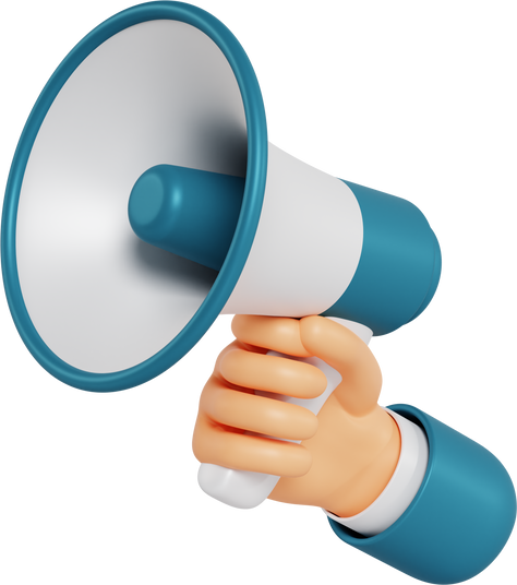 3d hand hold megaphone