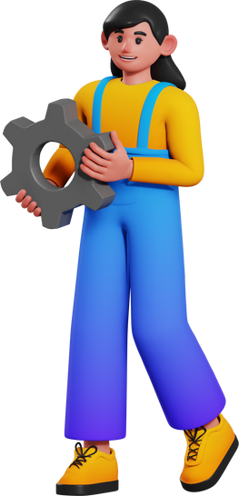 3D Woman Holding a Maintenance Gear